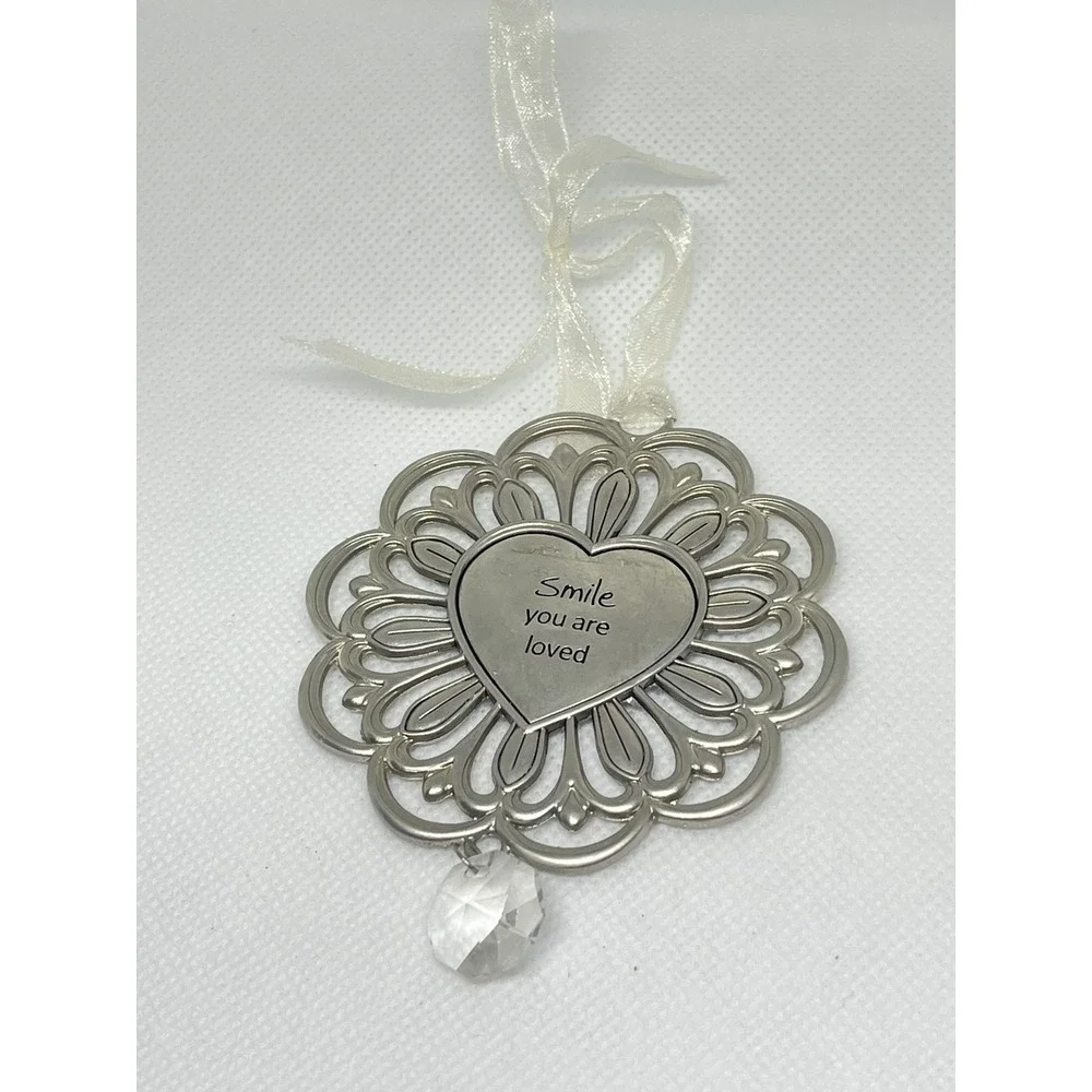 Smile‎ You Are Loved ORNAMENT w Hanging Crystal. TT